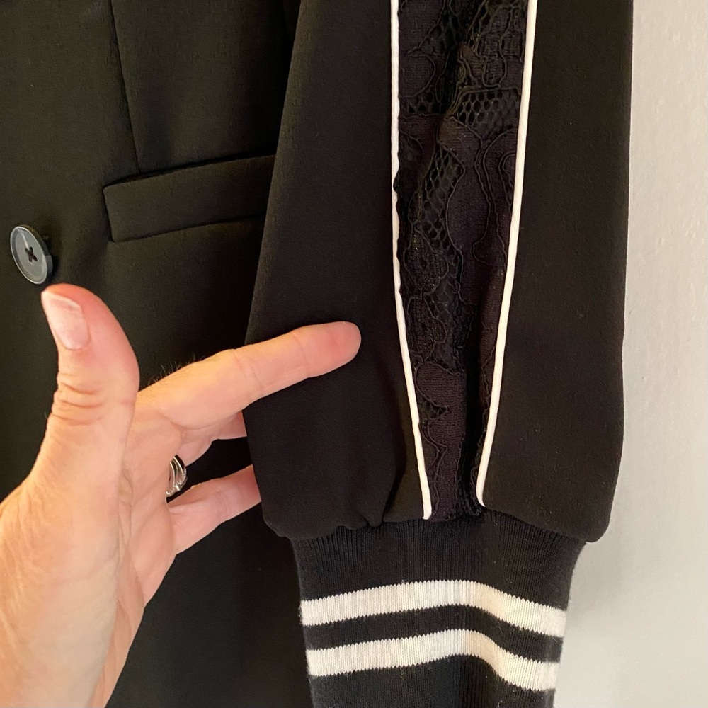 RACHEL RACHEL ROY - Black Double-Breasted Lace-Inset Blazer - XL NWT - Picture 3 of 7